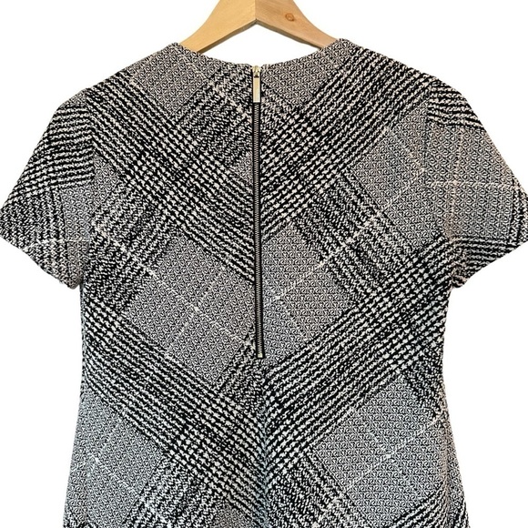 Calvin Klein Black and White Plaid A-Line Fit and Flare Short Sleeve Dress, 6 - Picture 7 of 10